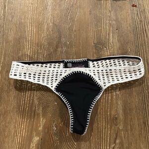 Victorias Secret Black Crochet thong Bikini Bottom swimsuit large nwot